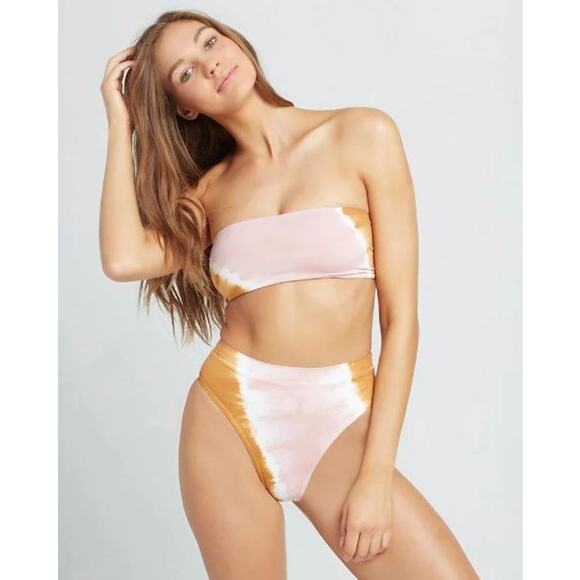 L Space Stripe Tie Dye Frenchi Bitsy Cut Bikini Bottom Multi Women's Small New - Picture 1 of 7